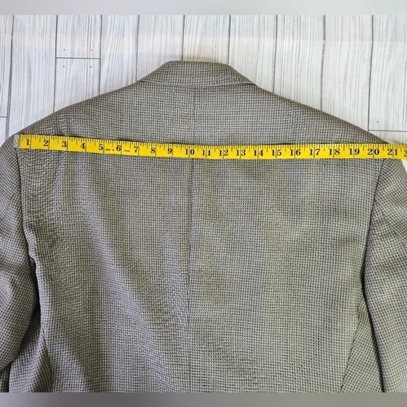 Vintage Pierre Cardin Checkered Notched Lapel Blazer in Sage and Tan Size 44L - Picture 9 of 16
